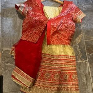 Elegant Red and Gold Kids Costume